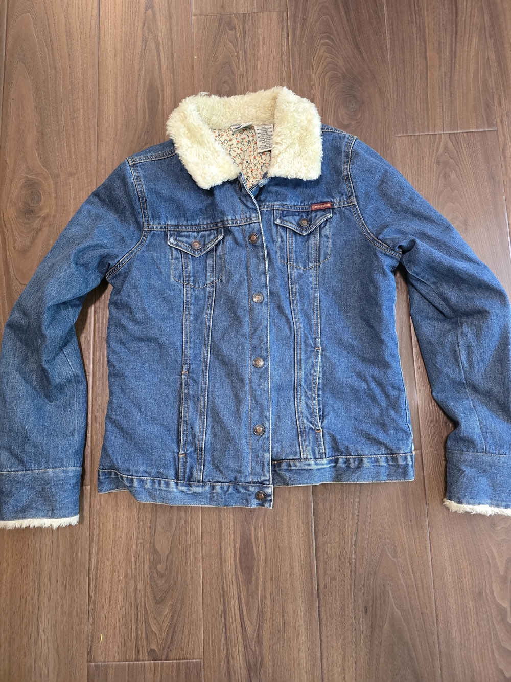 Roxy Blue Denim Jacket with Cream Sherpa Collar